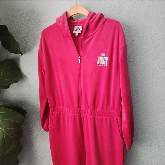Juicy Couture jumpsuit hoddied velour side pockets - Picture 3 of 15